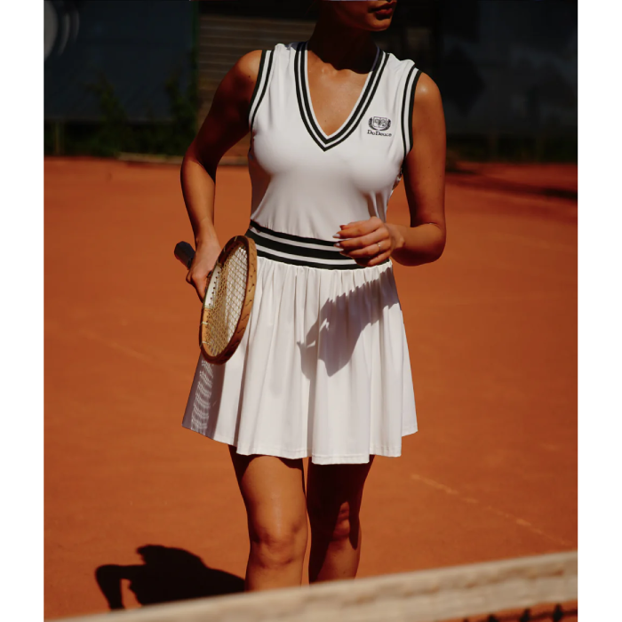 Moteriška suknelė Do Deuce White/Green Striped Dress